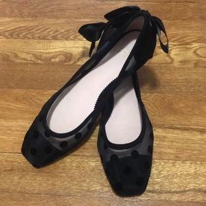 J Crew Poppy Ballet Flats Polka Dot Square Toe